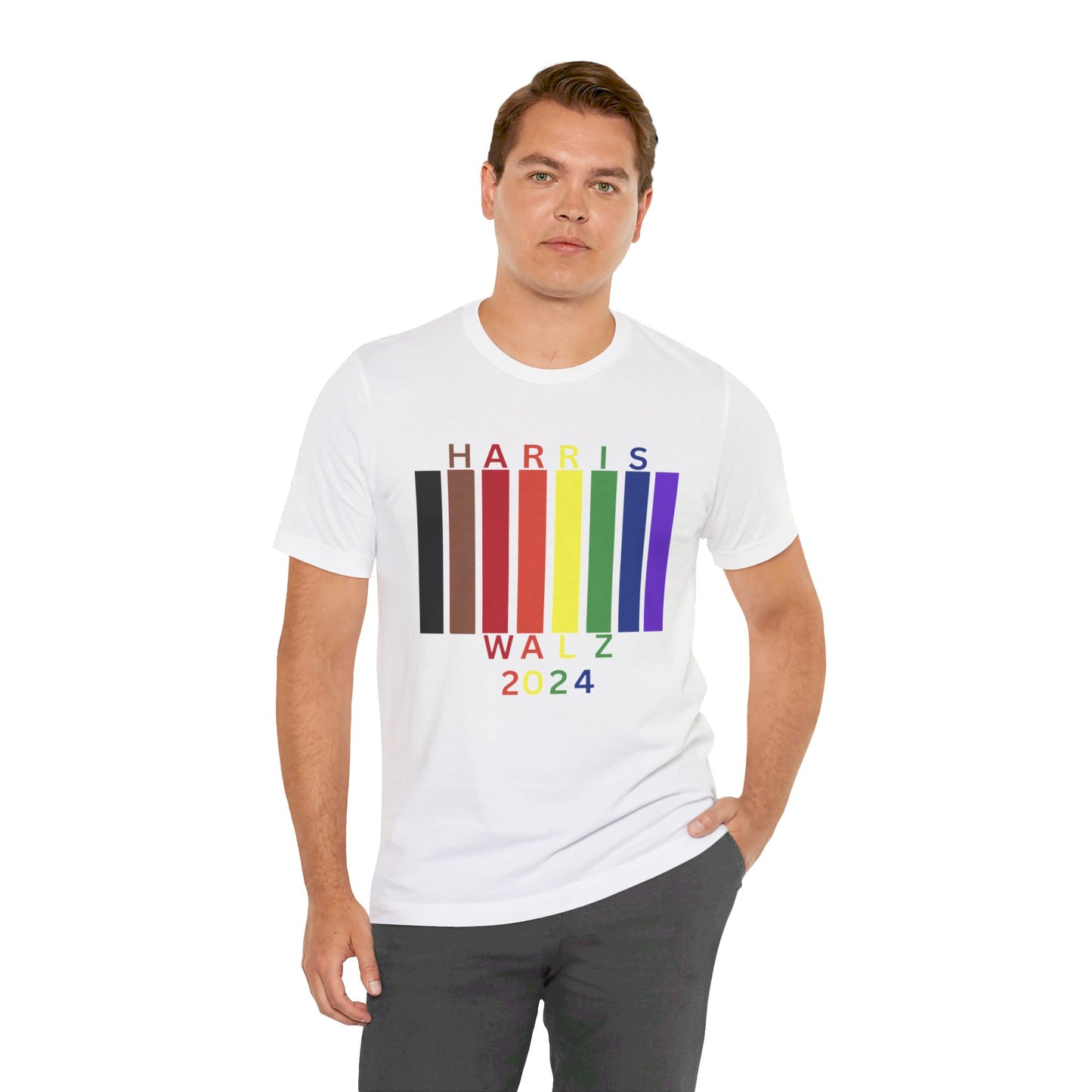 Kamala Harris 24 | Queer & Transgender BIPOC LGBTQIA+ Flag Unisex T-shirt | Portion of Profits donated Harris for President | Harris Campaign Merchandise