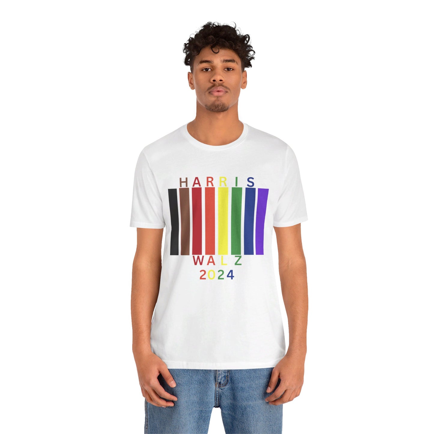 Kamala Harris 24 | Queer & Transgender BIPOC LGBTQIA+ Flag Unisex T-shirt | Portion of Profits donated Harris for President | Harris Campaign Merchandise