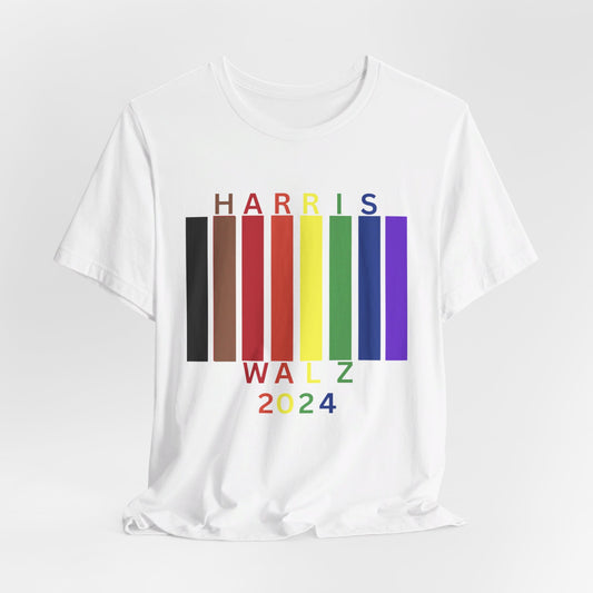 Kamala Harris 24 | Queer & Transgender BIPOC LGBTQIA+ Flag Unisex T-shirt | Portion of Profits donated Harris for President | Harris Campaign Merchandise