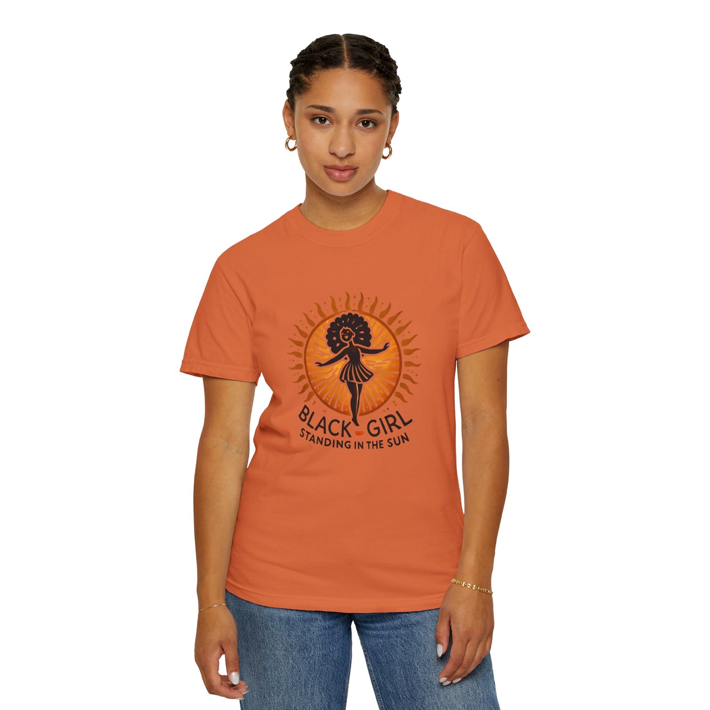 Sunshine Spirit Unisex T-Shirt - Black Girl Standing in the Sun
