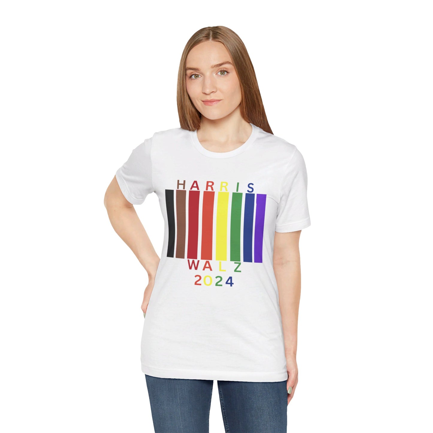 Kamala Harris 24 | Queer & Transgender BIPOC LGBTQIA+ Flag Unisex T-shirt | Portion of Profits donated Harris for President | Harris Campaign Merchandise